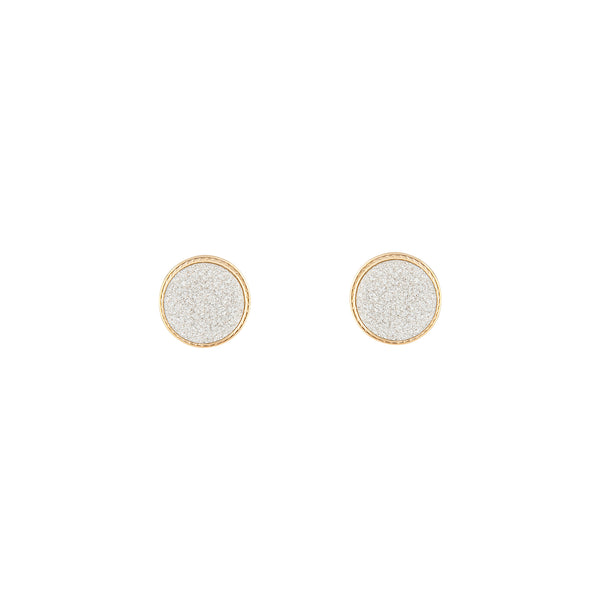 Silver Gold Glitter Inlay Disc Earrings