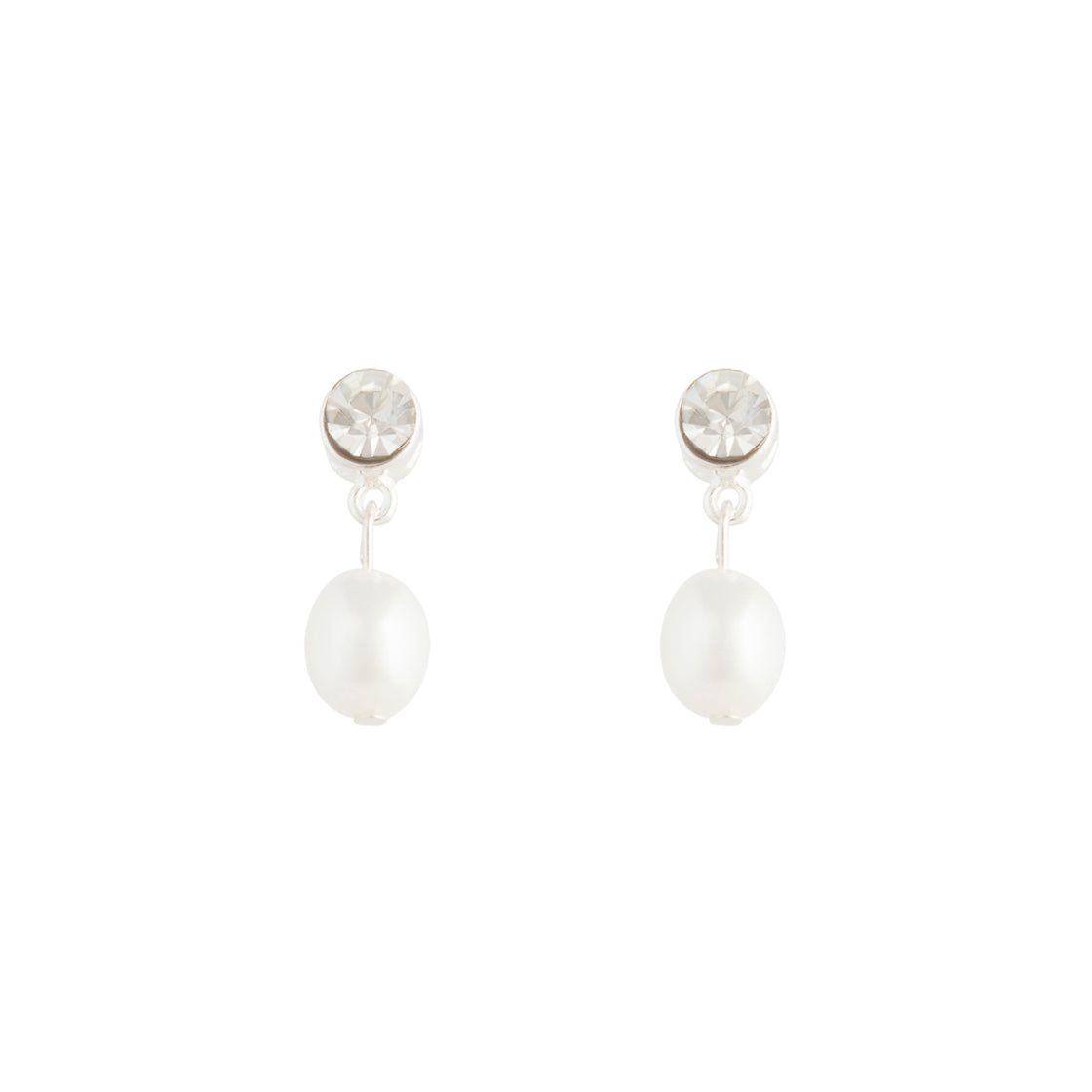 Silver Stone Pearl Drop Earrings