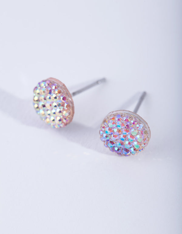 Round Pink Jelly Stud Earrings