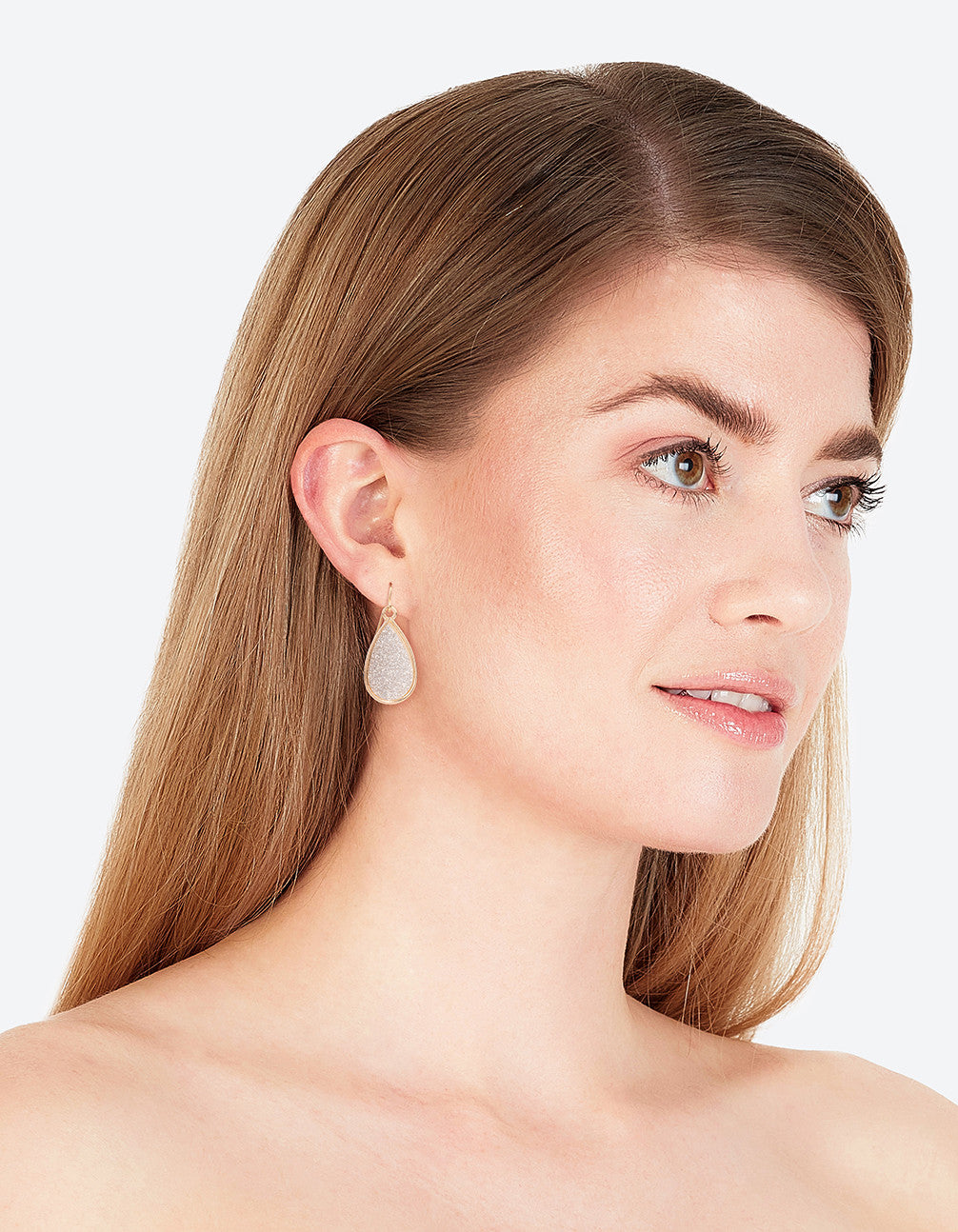 Gold Glitter Tear Drop Earrings