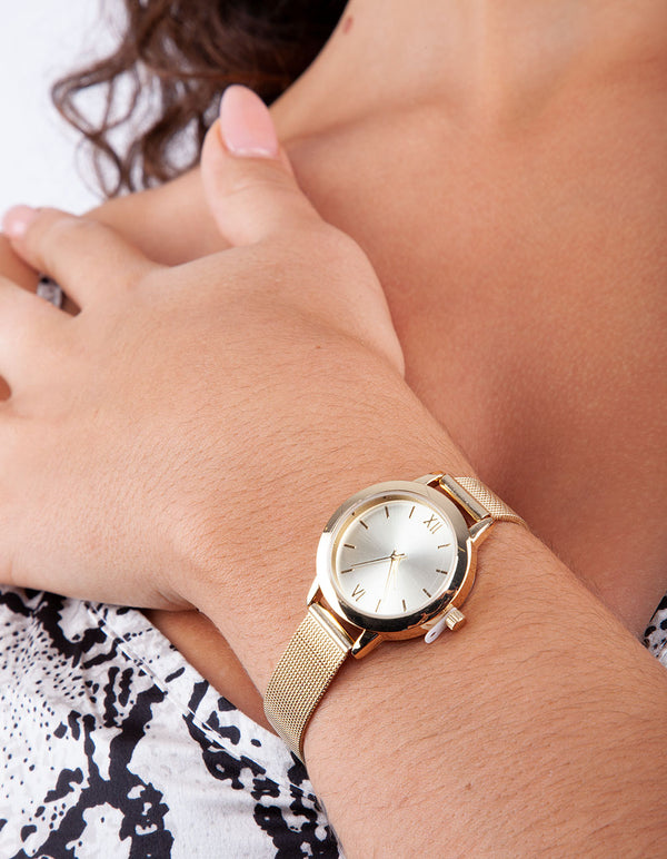 Gold Mesh Strap Watch
