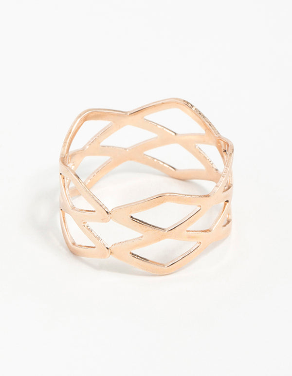 Rose Gold Multi Cross Over Ring