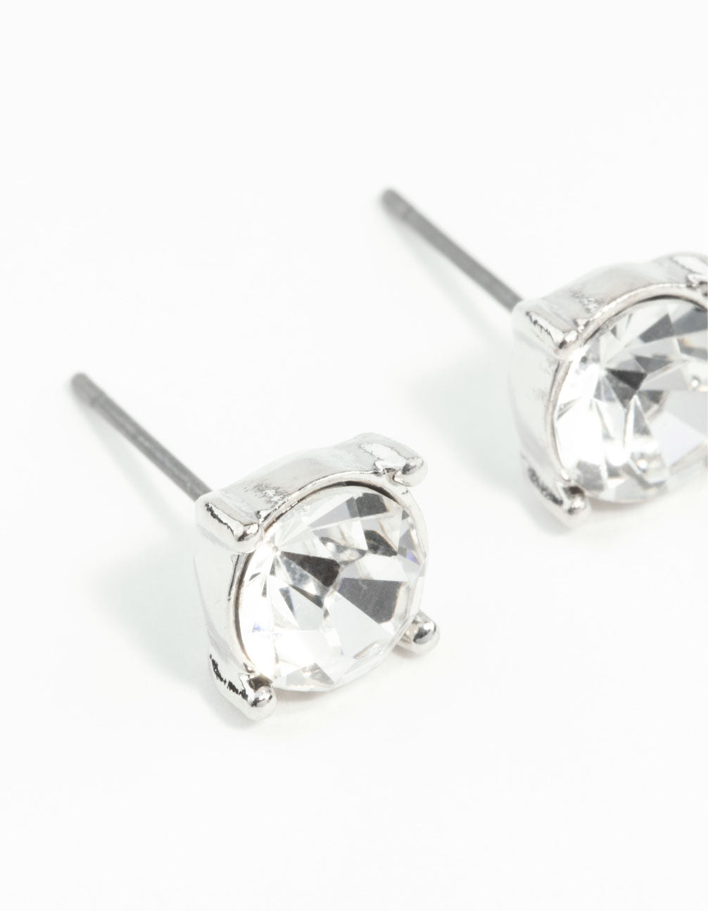 Silver 2 Carat Glass Stud Earrings