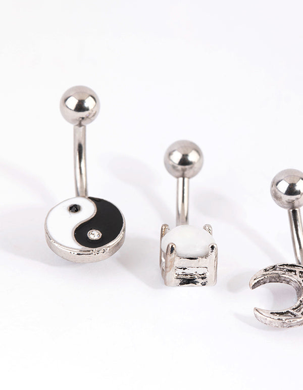 Surgical Steel Yin & Yang Belly Bar 4-Pack