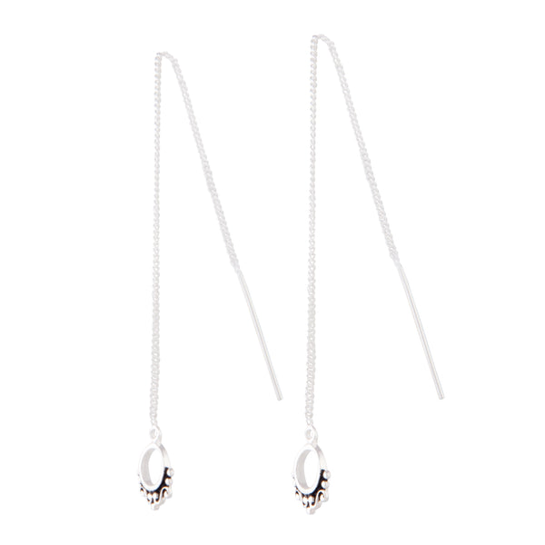Sterling Silver Etched Thread Through Earrings