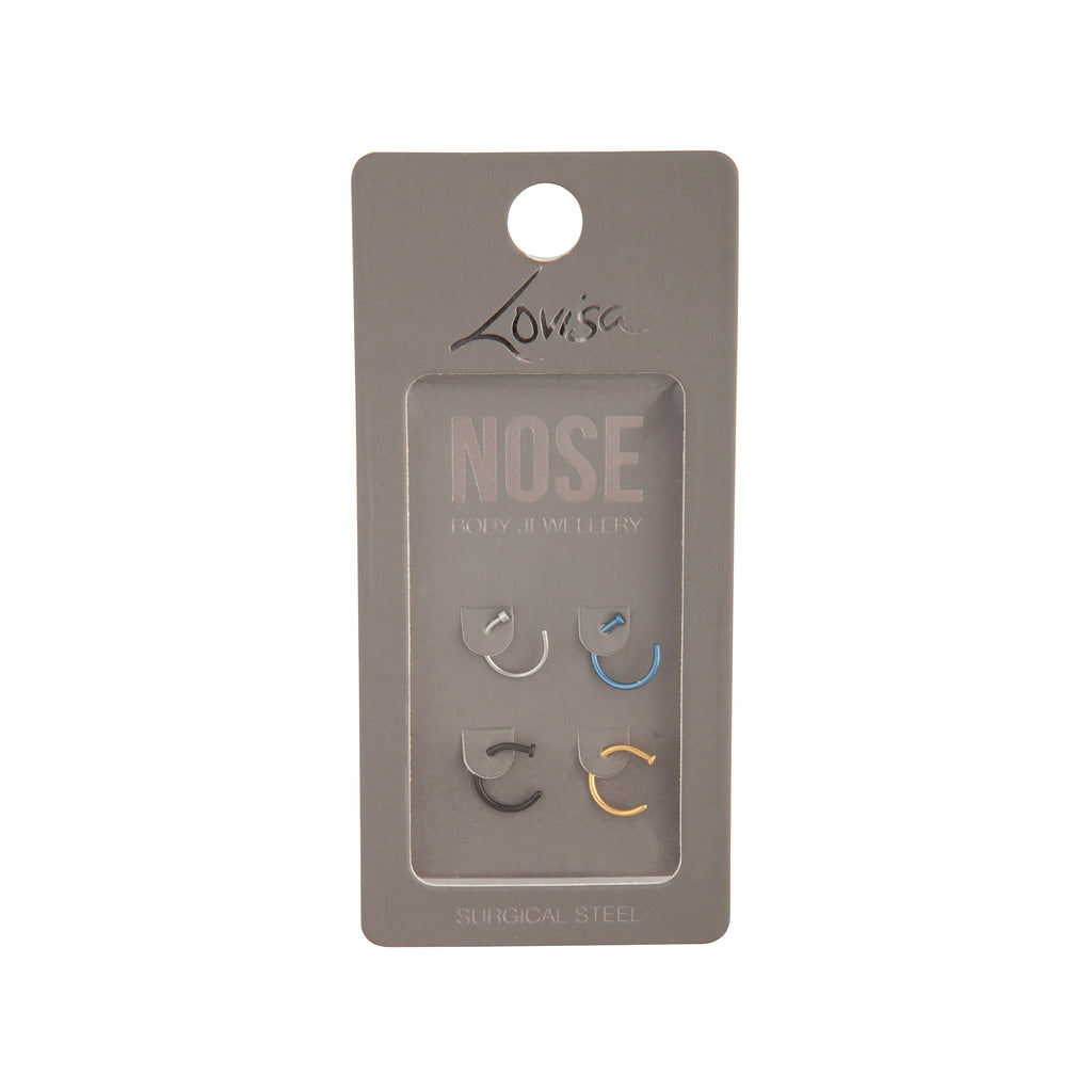 Surgical Steel Mixed Diamante Nose Stud Ring Pack