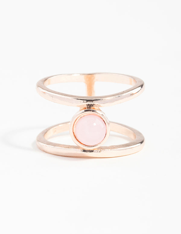Rose Gold Double Band Centre Stone Ring