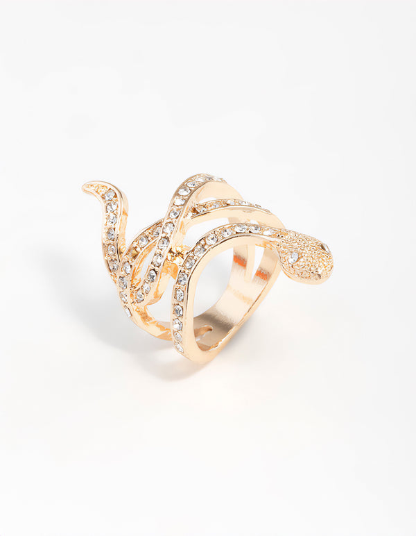 Gold Diamante Snake Ring