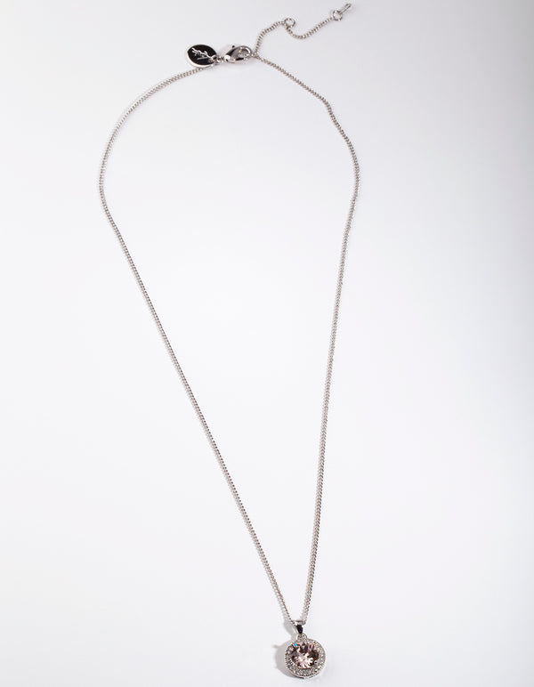 Diamond Simulant Peach Circle Necklace