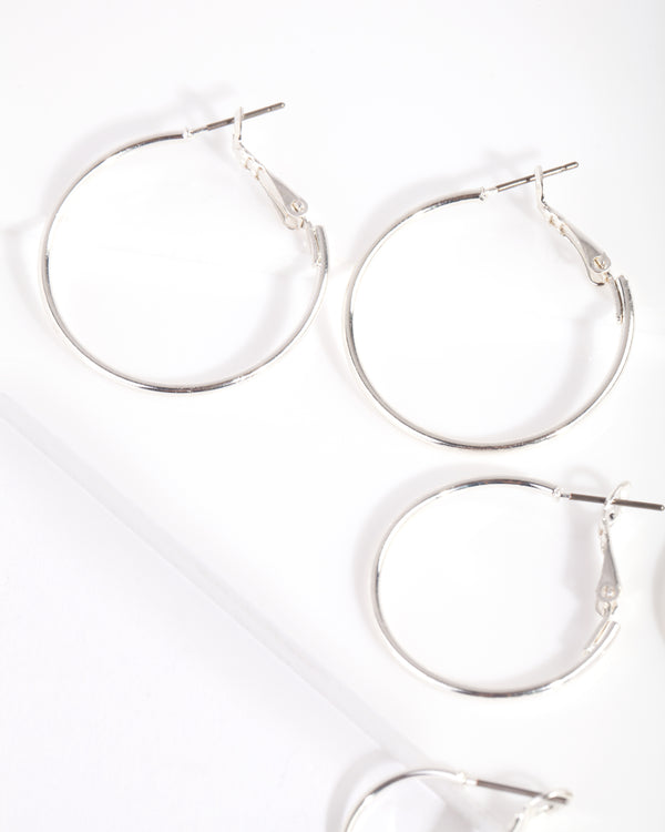 Silver Multi Size Hoop Earring Pack
