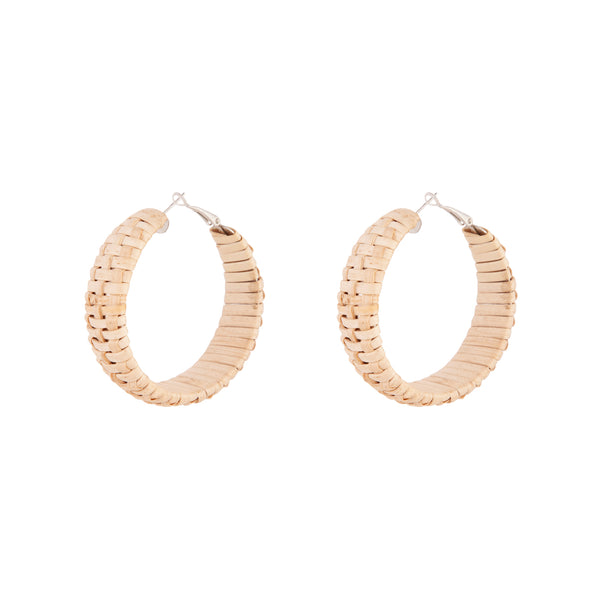 Brown Raffia Chunky Hoop Earrings
