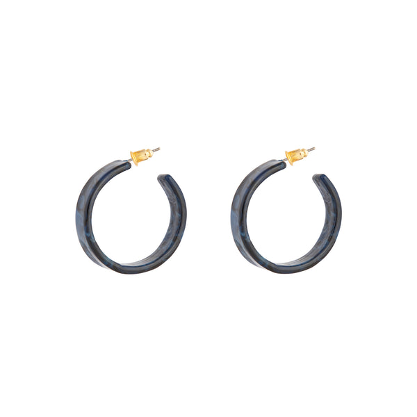 Blue Black Swirl 3/4 Hoop Earrings