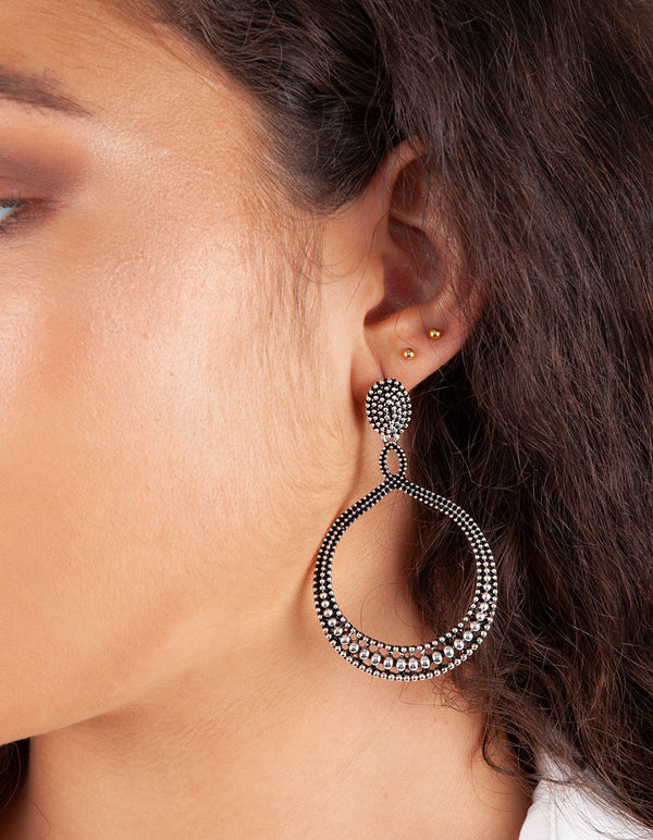 Antique Silver Teardrop Etched Earrings