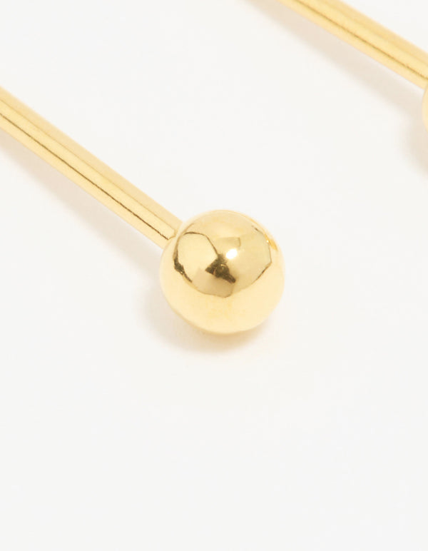 Discover 24K gold plated surgical stainless steel 3MM piercing studs with balls in gold featuring stud closure close up view