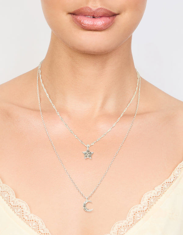Silver Starry Night Layered Necklace