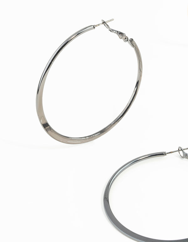 Flat Mixed Plating Hoop Earrings