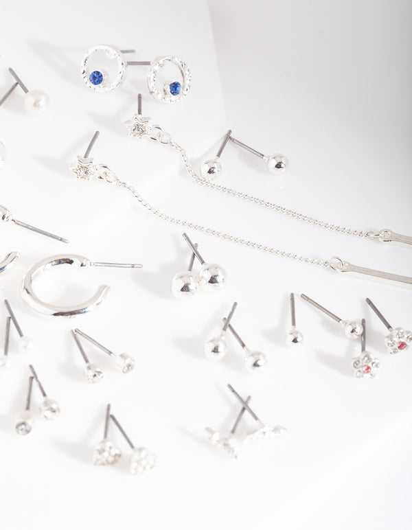 Silver Diamante Motif Earring 20 Pack