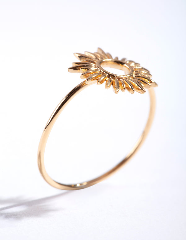 Gold Plated Sterling Silver Sun Burst Ring