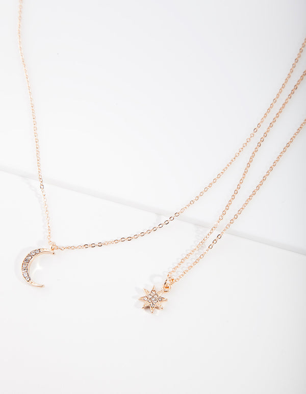Gold Diamante Celestial Layer Necklace