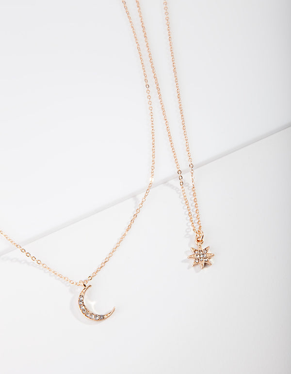 Gold Diamante Celestial Layer Necklace
