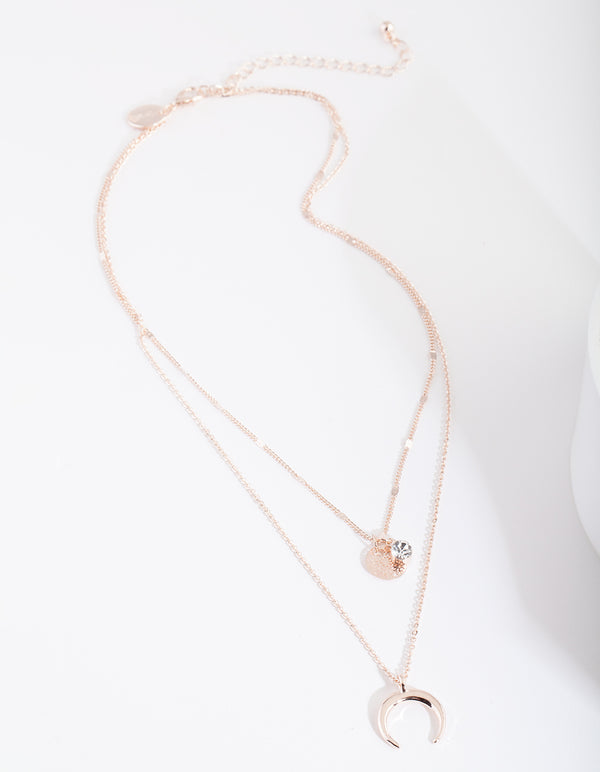 Rose Gold Layer Moon Necklace