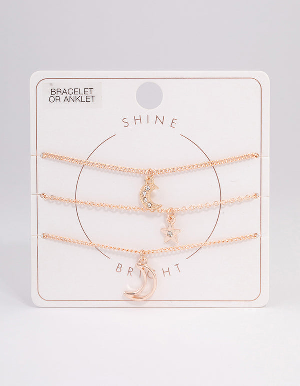 Rose Gold Celestial Bracelet or Anklet Pack