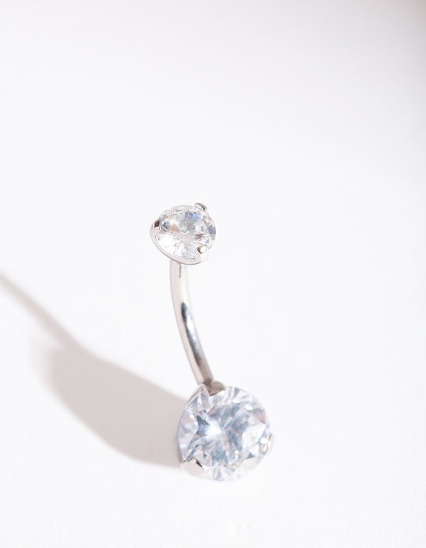 Titanium Classic Diamante Belly Bar