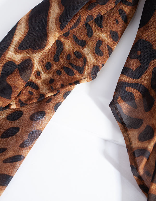 Brown Leopard Scrunchie Scarf
