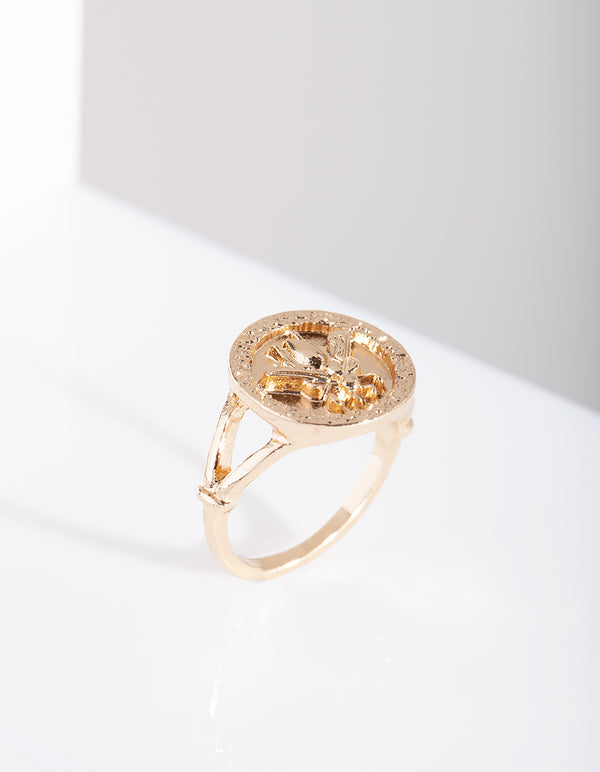Gold Bee Coin Ring