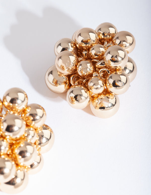 Gold Bead Stud Earrings