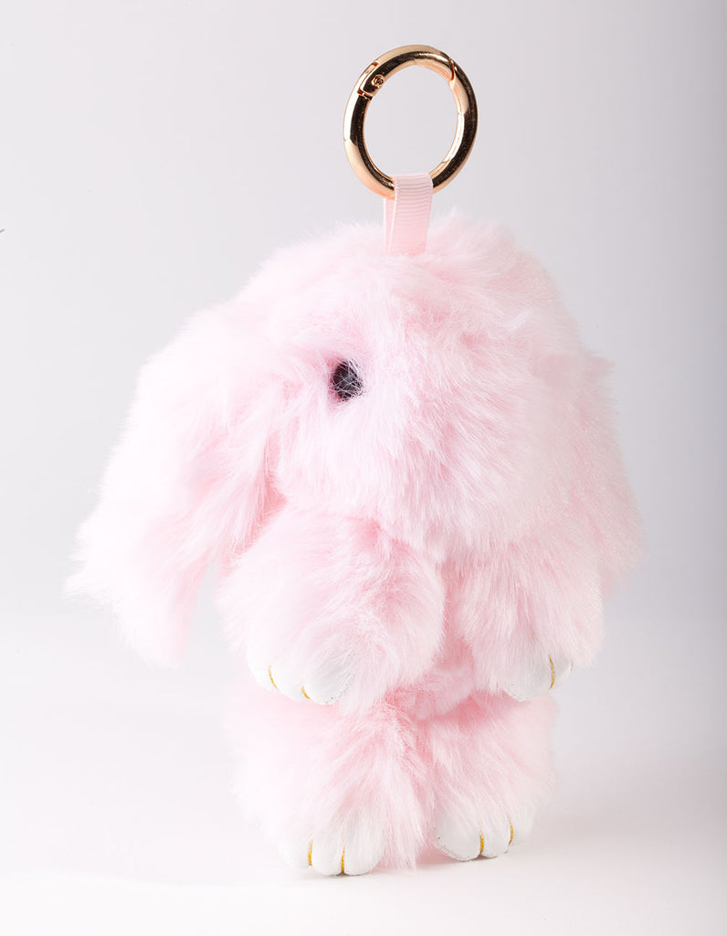 Kids Pink Fluffy Bunny Keyring - Lovisa
