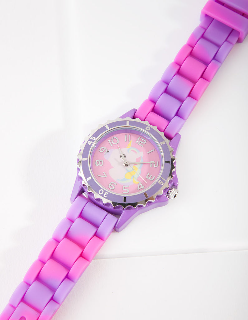 Kids Purple Unicorn Silicone Strap Watch Lovisa - Main Image