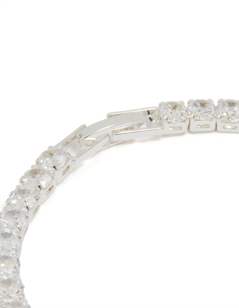 Silver Cubic Zirconia Baguette Tennis Bracelet Lovisa