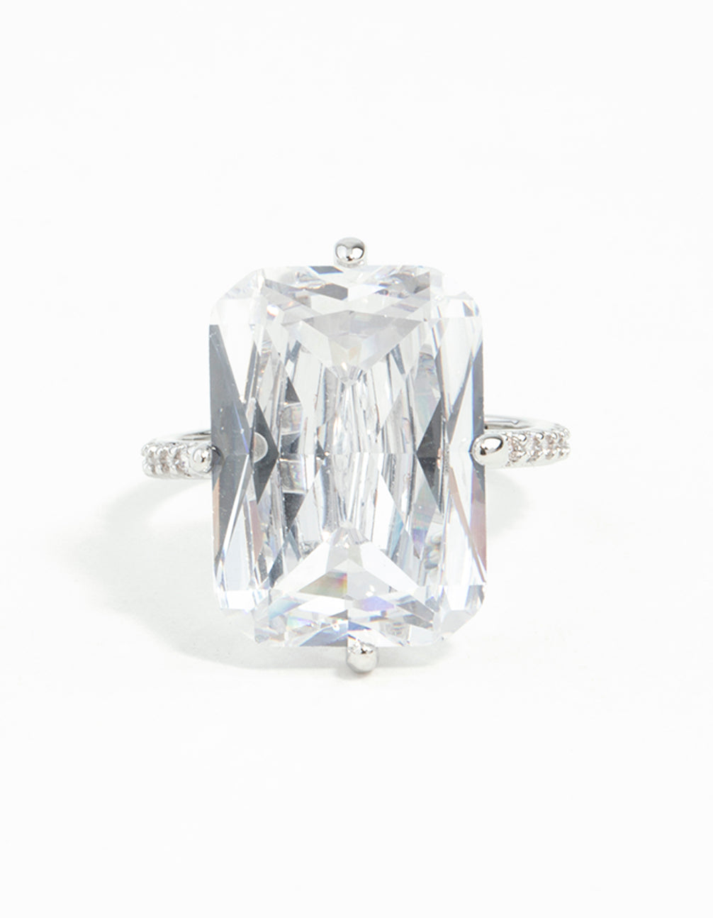 Silver Rectangle Celebrity Engagement Ring