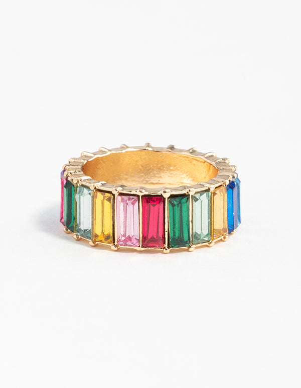 Gold Rainbow Gem Ring