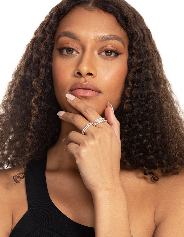 Silver Eternal Diamante Ring Pack