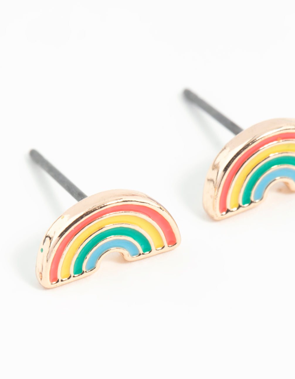 Gold Rainbow Stud Earrings