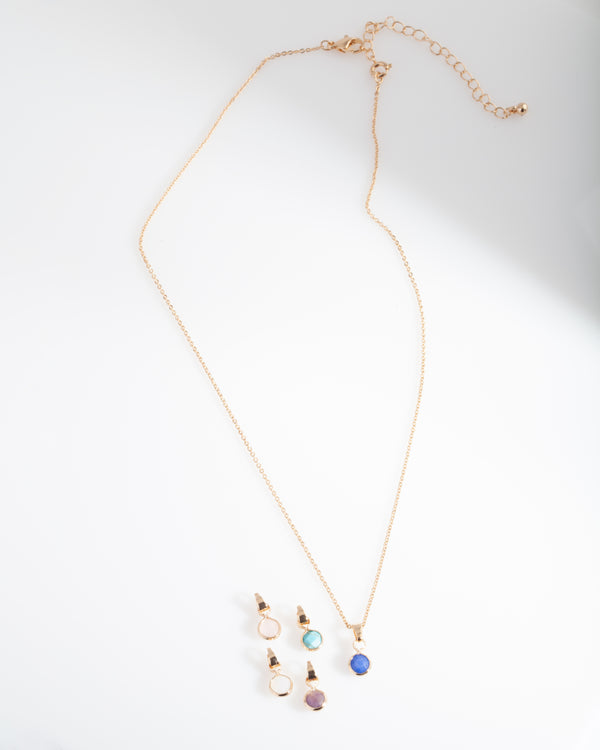 Gold Semi-Precious Charm Necklace