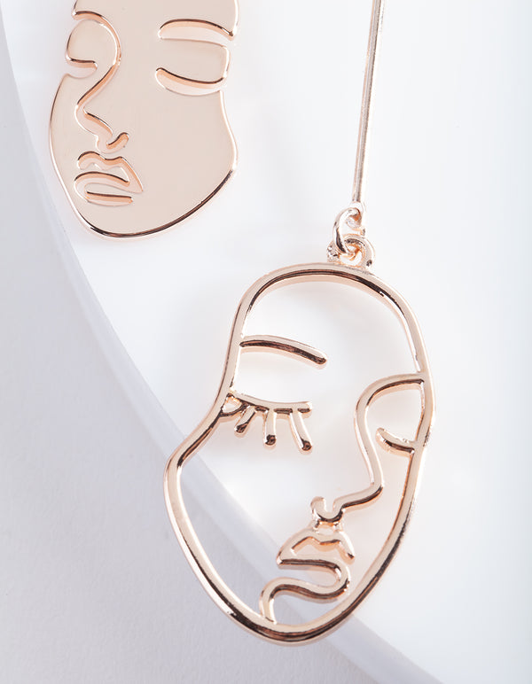Rose Gold Mismatch Face Earrings