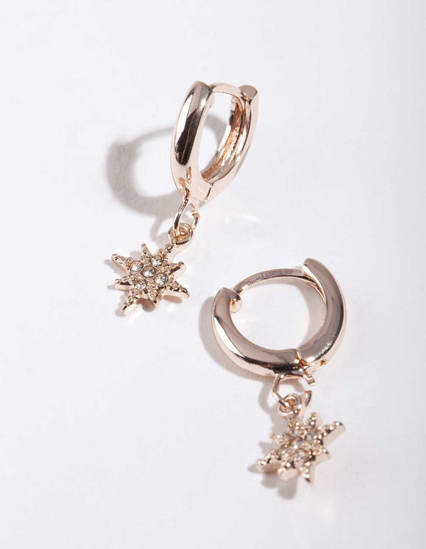 Rose Gold Star Charm Huggie