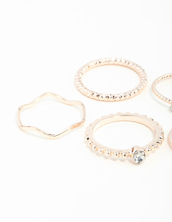 Rose Gold Diamante Band 6-Pack