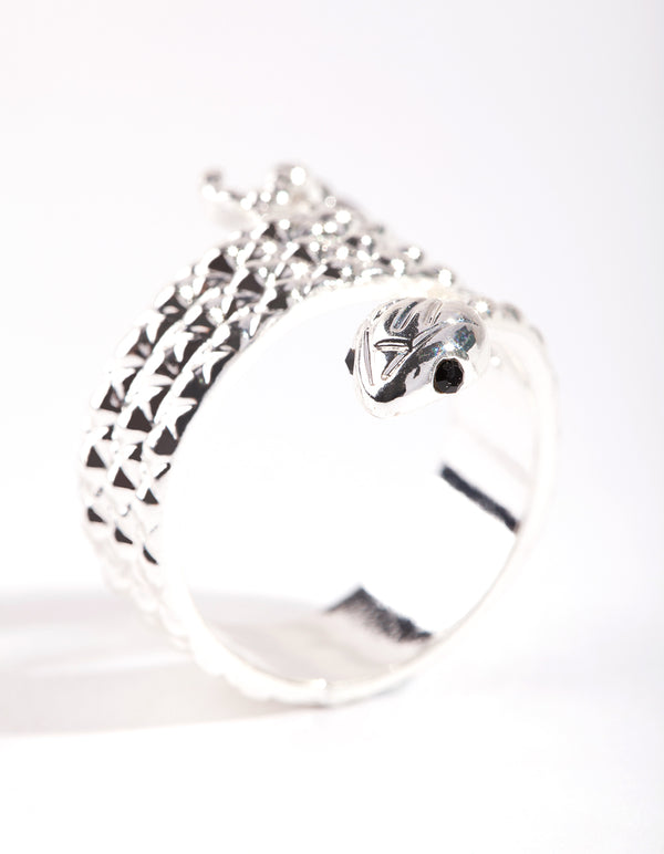 Silver Etched Snake Ring