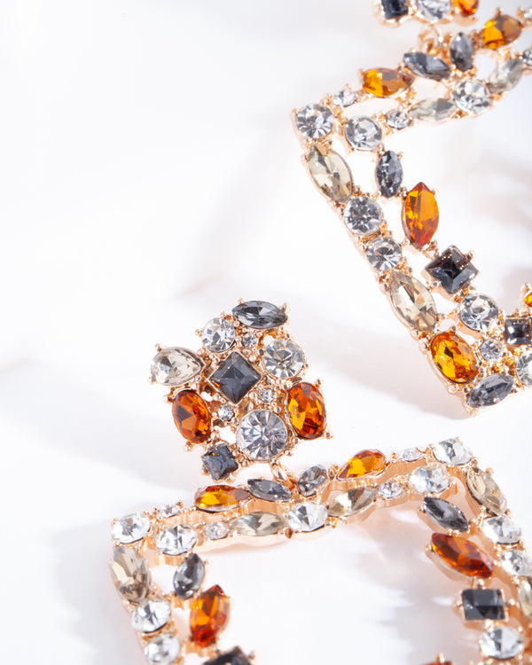 Neutral Square Gem Earrings