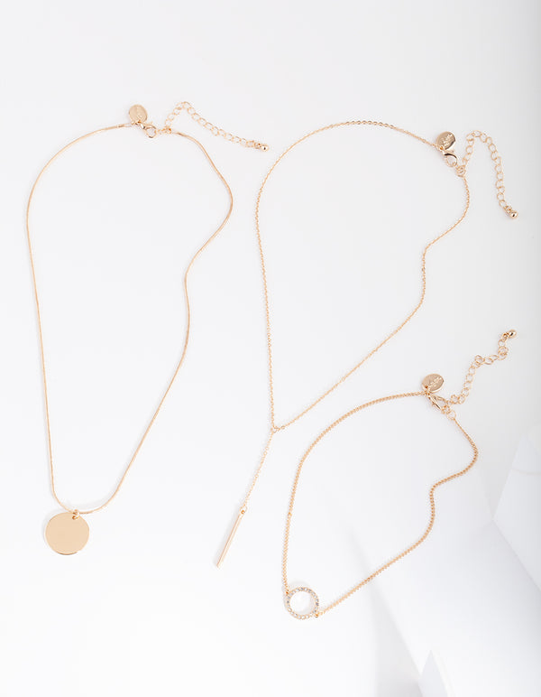 Gold Circle Bar Choker Pack