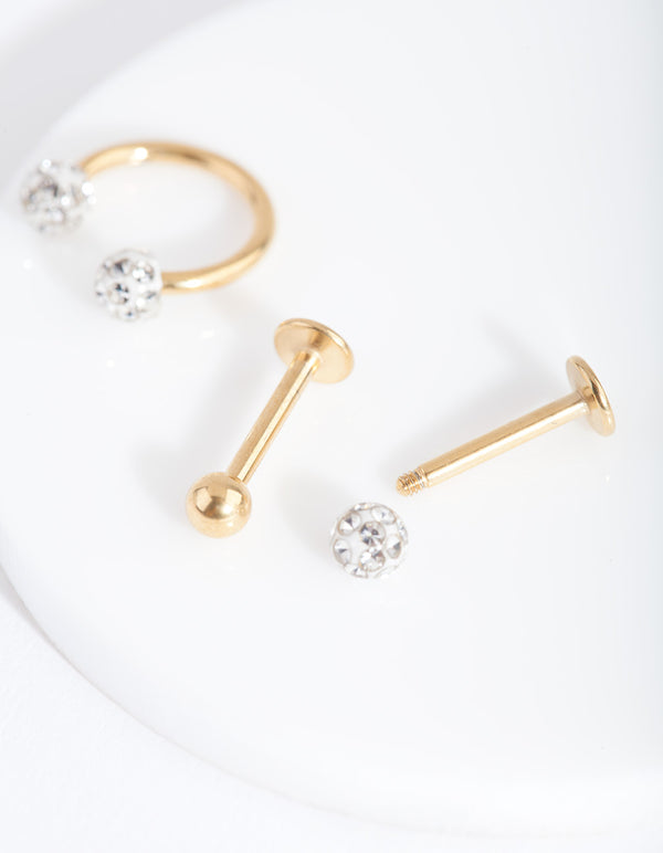 Gold Disco Ball Flat Back Earring Pack