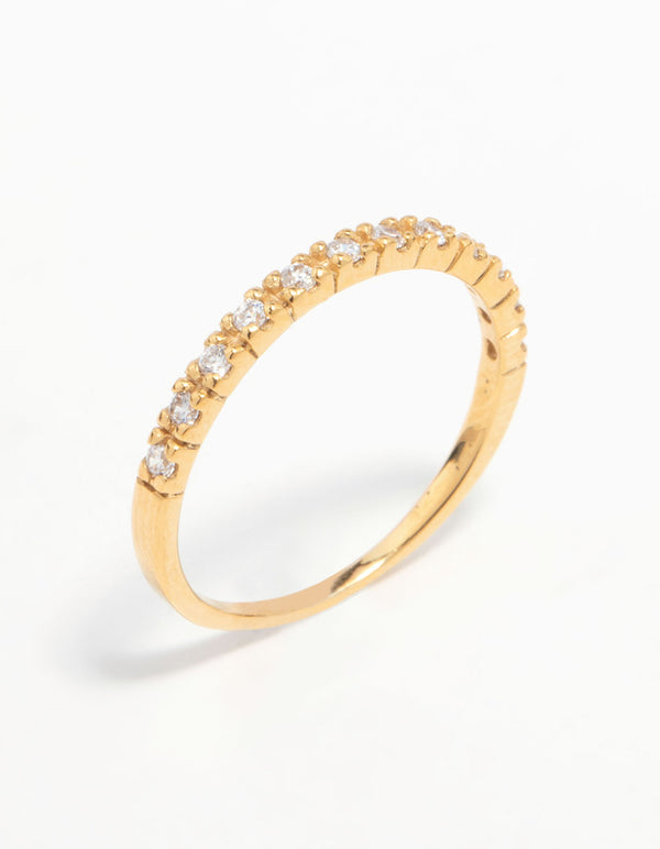 Gold Plated Sterling Silver Pave Diamante Ring