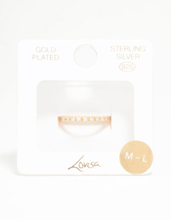 Gold Plated Sterling Silver Pave Diamante Ring