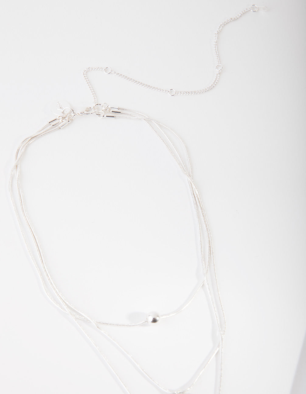 Silver 3 Row Bead Necklace
