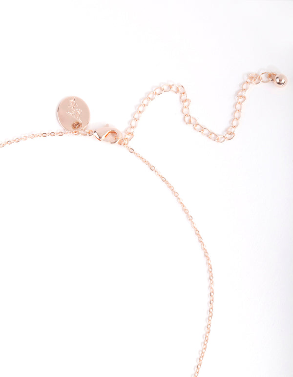 Rose Gold Cubic Zirconia Open Circle Necklace