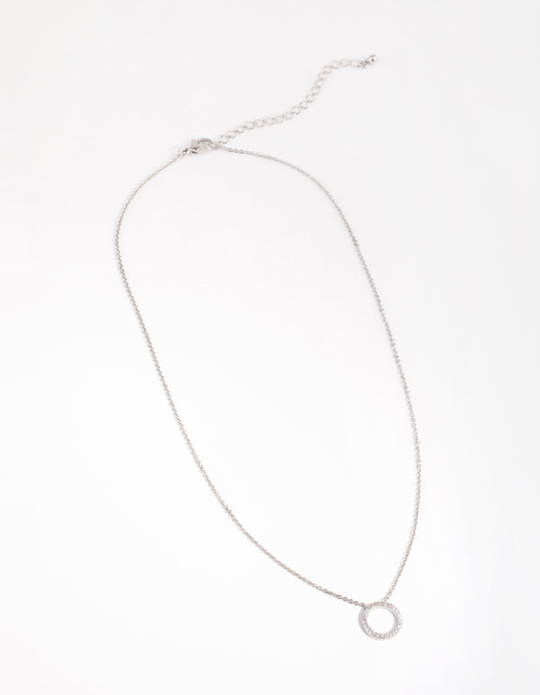 Silver Cubic Zirconia Open Circle Necklace